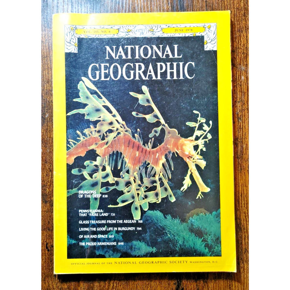 National Geographic Magazine Vintage June 1978 Dragons Of The Deep Air and Space